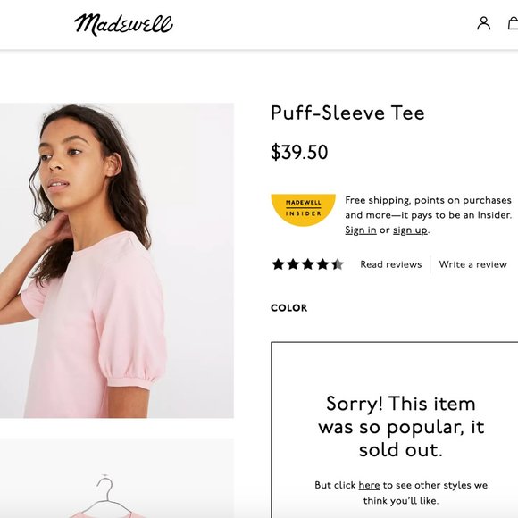 Madewell Dreamy Pink Puff Sleeve Cotton Knit Tee - Picture 10 of 10